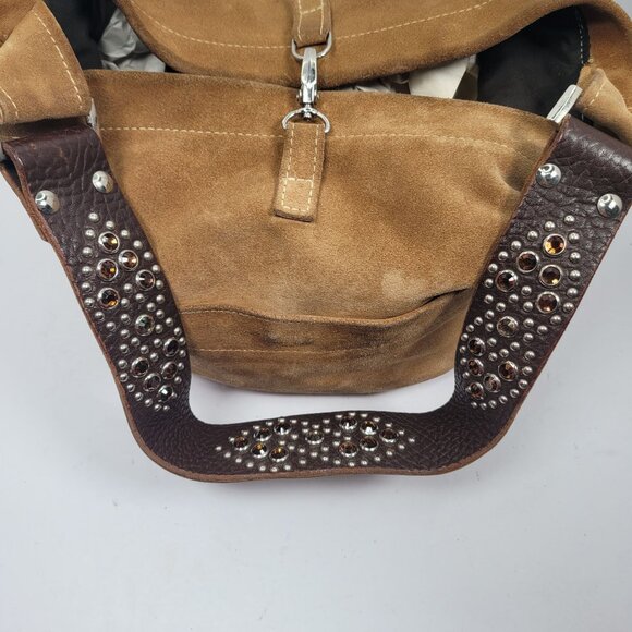 Tylie Malibu Women's Tan Suede Leather Hobo Shoulder Bag - Picture 9 of 11